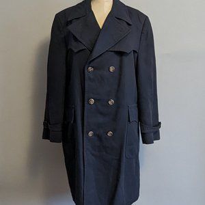 Men's Vintage Double Breasted Navy Blue Trench Coat 44
